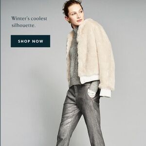 Banana Republic Cream Faux Fur Jacket